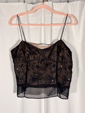 Vintage Parameter Sheer Beaded Sequin Crop Top